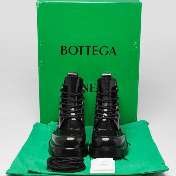 Bottega Black Rubber Stride Lace Up Boots Size 9.5/40 - Picture 1 of 5